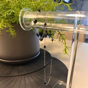 Elegant Handmade Black Beaded Necklace & Bracelet